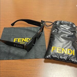 Fendi Black Sunglasses with Yellow Accents